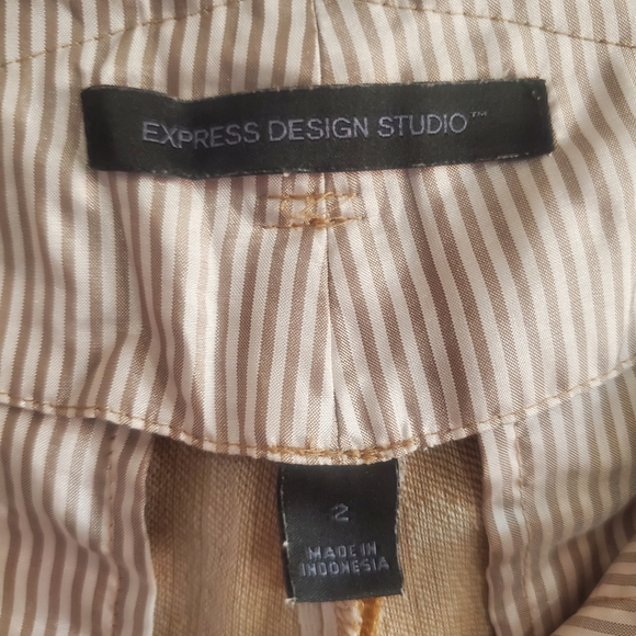 Express Linen Blend Pleated Pants Trousers Buckle Back Size 2 Poet Old Money - Picture 12 of 16